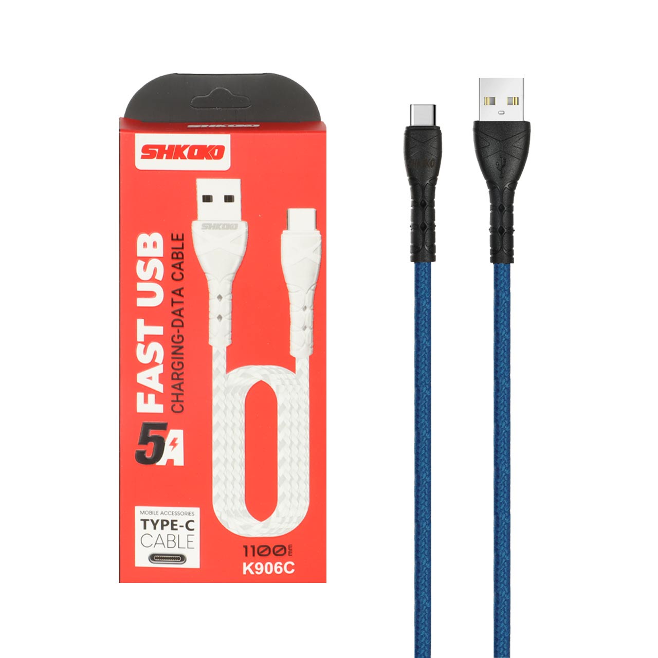 کابل شارژ 1.1 متری فست Shkoko Type-C مدل K906C - آبی - SMO
